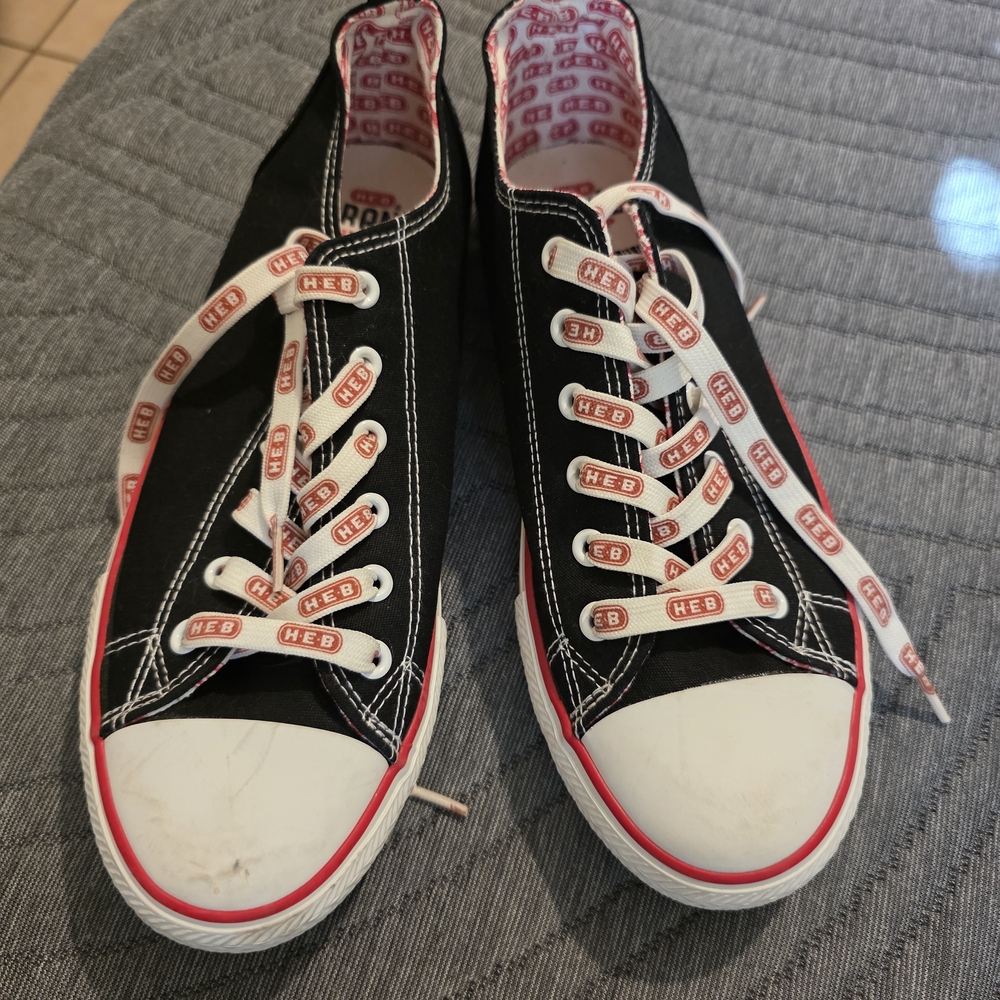 Black Canvas Sneakers with Red Accents